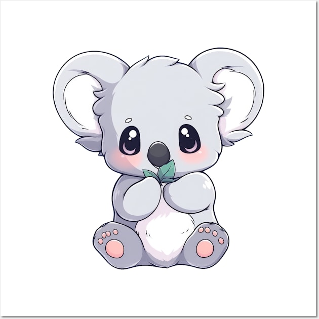 Grey Koala eating leaves Wall Art by SundayDonuts